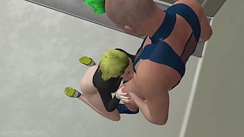 Space juicy blowjob in outer space 3d animation