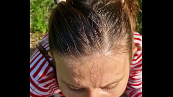 Fucked the wet girl in her little slobbery mouth in a hot summer day