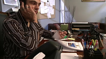 After a totally crazy banging on the desk on the couch and on the table even in the 69 position the secretary licks up her boss's cum from the glass table