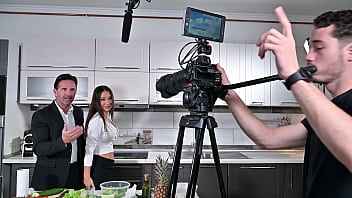 Playful tv presenter monika fox laps up spunk after on set dp pounding gp3118