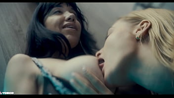 Horny blonde girl seduces brunette at dressing room hot lesbian sex before unbirth vore trailer
