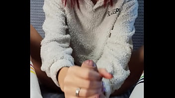 Dirty step sister bought socks special to tease my dick