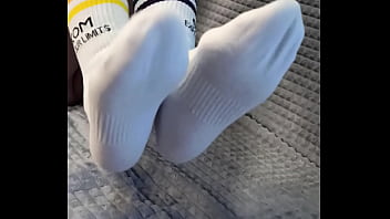 Dirty step sister bought socks special to tease my dick