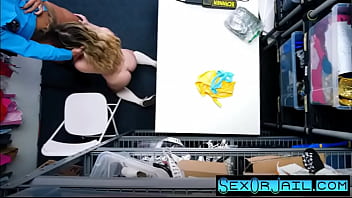 Cute blonde fucked by a hung tatted cop