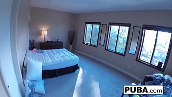 Sexy babe rubs her tight pussy