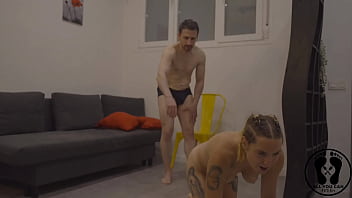 Horny puppy is in heat rub her pussy