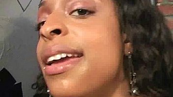 I sneak black bj as i fuck husband thrue gloryhole 28