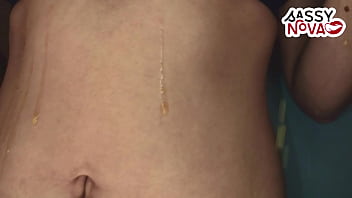 Sexy teen amateur girl play with orange on her body and pussy wearing sexy lingerie bra panty