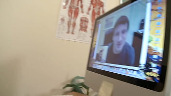 Jennifer wears lingerie as she spreads her legs and gets fucked on the desk