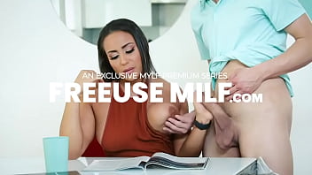 Slender milf in pink stockings gets hungry for cock juice and swallows a huge load of cum