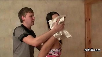 Teen lucy in bondage is teased by horny guy