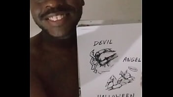 Drawing myself cuddling for free while wearing angel and devil halloween costume 5