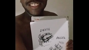 Drawing myself cuddling for free while wearing angel and devil halloween costume 5