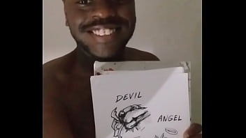 Drawing myself cuddling for free while wearing angel and devil halloween costume 5