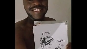 Drawing myself cuddling for free while wearing angel and devil halloween costume 5