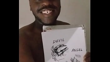 Drawing myself cuddling for free while wearing angel and devil halloween costume 5