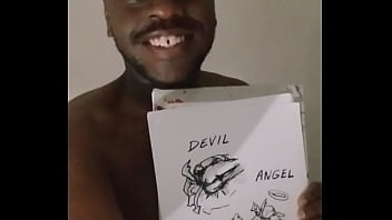 Drawing myself cuddling for free while wearing angel and devil halloween costume 5