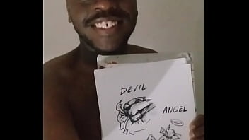 Drawing myself cuddling for free while wearing angel and devil halloween costume 5