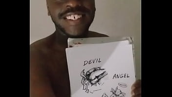 Drawing myself cuddling for free while wearing angel and devil halloween costume 5