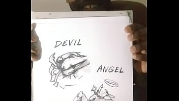 Drawing myself cuddling for free while wearing angel and devil halloween costume 5