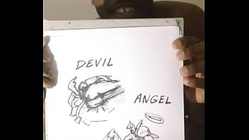 Drawing myself cuddling for free while wearing angel and devil halloween costume 5
