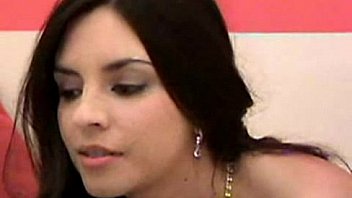 Gorgeous latina hottie enjoying a glass dildo