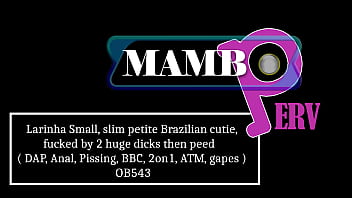 Larinha small slim petite brazilian cutie fucked by 2 huge dicks then peed dap anal pissing bbc 2on1 atm slim