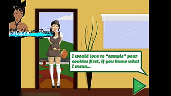 Cookie scout taste testing some cookies and getting some milk