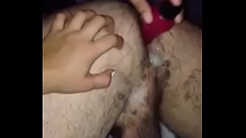 Girlfriend playing with boyfriends ass