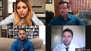 Gigantic boobs milf masturbates during a work conference call