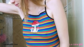 Gorgeous brunette model enjoys a sensual bath