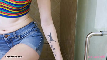 Gorgeous brunette model enjoys a sensual bath