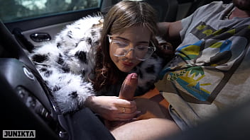 Sucked and fucked in a car in the middle of the street