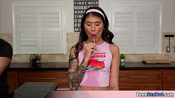 Cute teenie likes to give harsh blowjobs