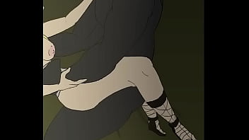 Elf confronts a beast in the woods