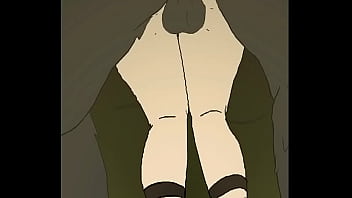 Elf confronts a beast in the woods