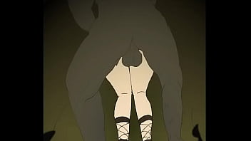 Elf confronts a beast in the woods