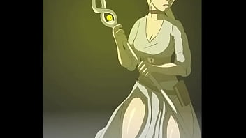 Elf confronts a beast in the woods