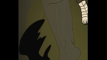 Elf confronts a beast in the woods