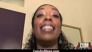 Black chick deepthroats a group of white studs and gets rewarded with cum 1