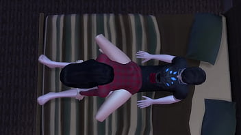 Stepson and stepmom alone in their house for a long time 3d animation