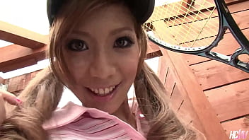 Hot asian slut kei stuffs her mouth and pussy with two cocks