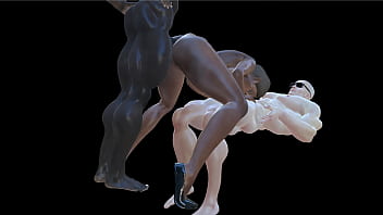 Ebony busty babe gets doubled by two studs deepthroat anal bbc huge tits animated vam hentai cartoon