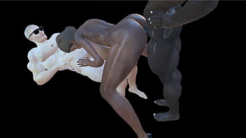 Ebony busty babe gets doubled by two studs deepthroat anal bbc huge tits animated vam hentai cartoon