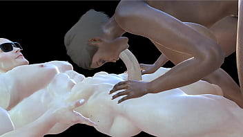 Ebony busty babe gets doubled by two studs deepthroat anal bbc huge tits animated vam hentai cartoon