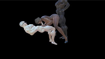 Ebony busty babe gets doubled by two studs deepthroat anal bbc huge tits animated vam hentai cartoon