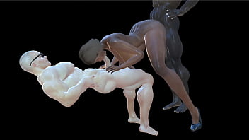 Ebony busty babe gets doubled by two studs deepthroat anal bbc huge tits animated vam hentai cartoon