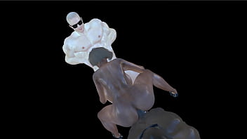 Ebony busty babe gets doubled by two studs deepthroat anal bbc huge tits animated vam hentai cartoon