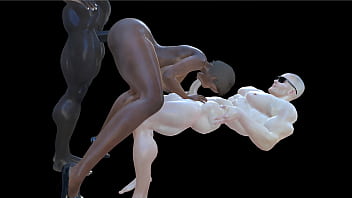 Ebony busty babe gets doubled by two studs deepthroat anal bbc huge tits animated vam hentai cartoon