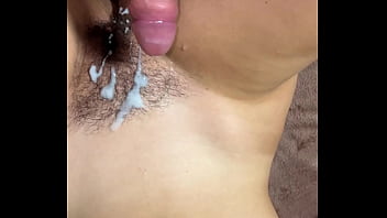 Pounded from behind in steamy doggy style cumshot on hairy pussy blast